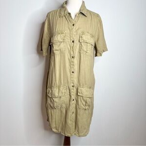 Sundance 100% Harper linen dress khaki moss green cargo size M Womens